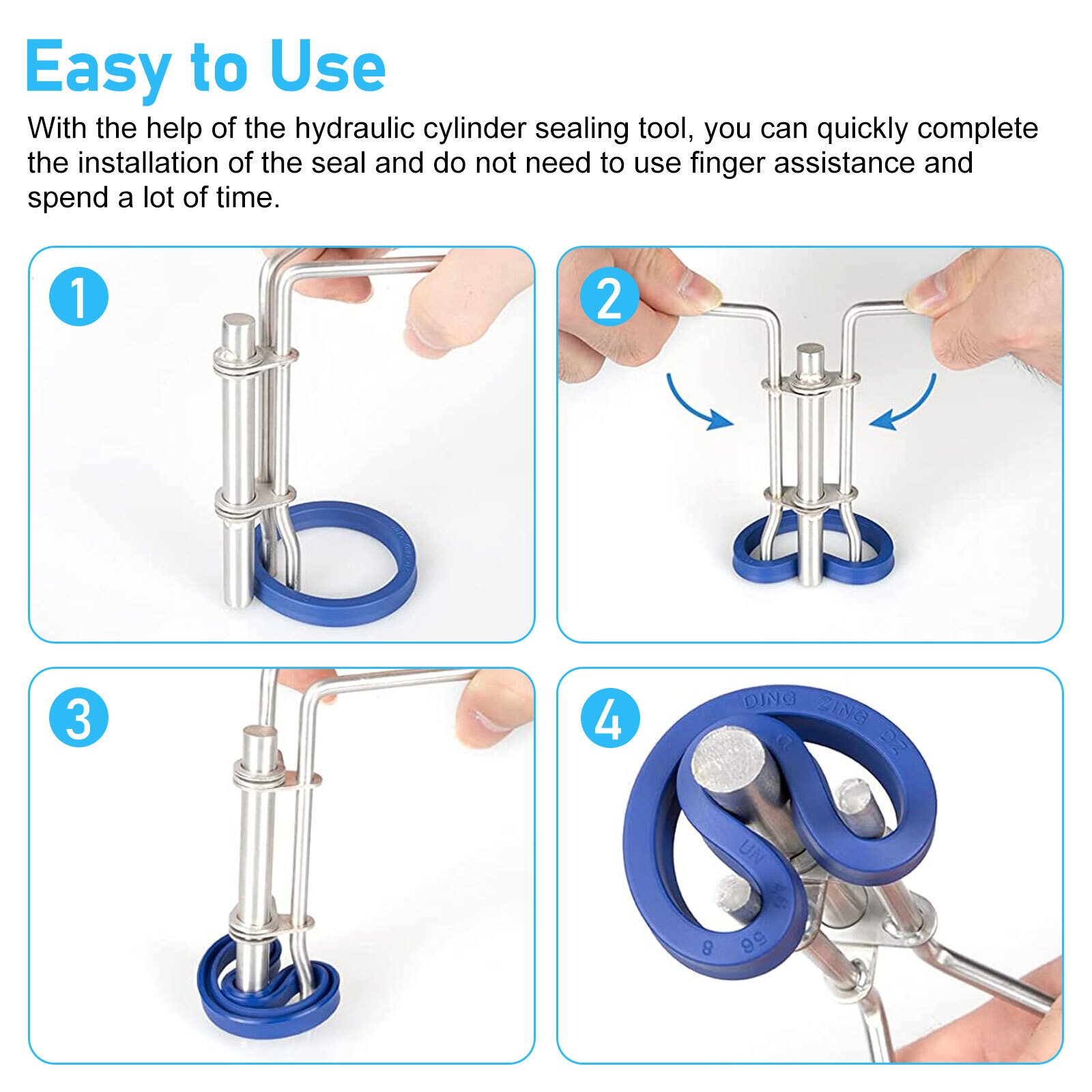 3 Pcs Sliver Hydraulic Cylinder Piston Rod Seal U-cup Installation Tool Kit Set