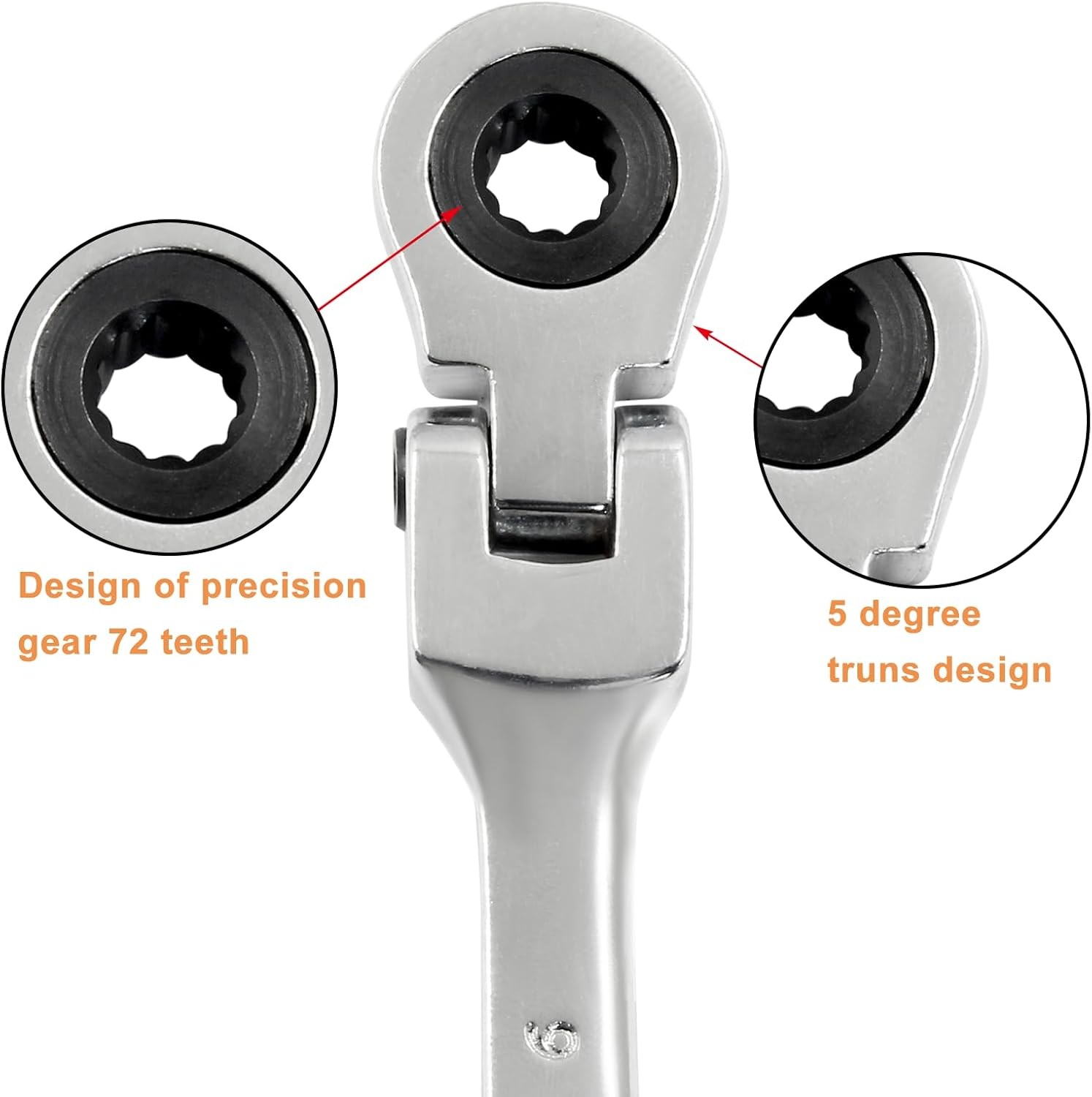 6mm Metric Flexible Head Ratcheting Ratchet Wrench Spanner Tool Combination