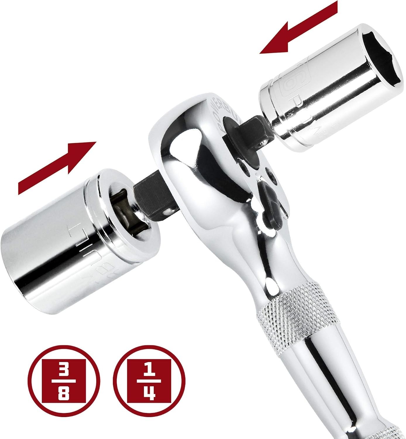 Compact Stubby Ratchet with 1/4 & 3/8 Drive – Reversible 72 Tooth Design