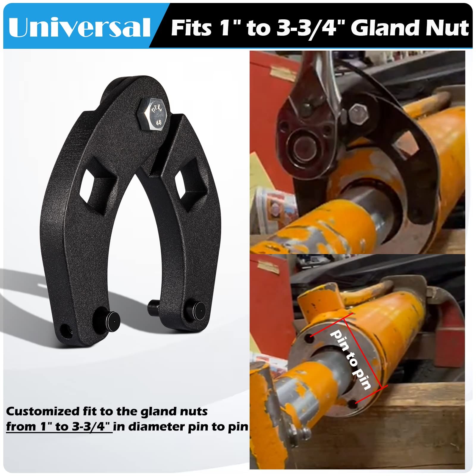 Steel 7463 Small Adjustable Gland Nut Wrench Repair Tool for Hydraulic Cylinders