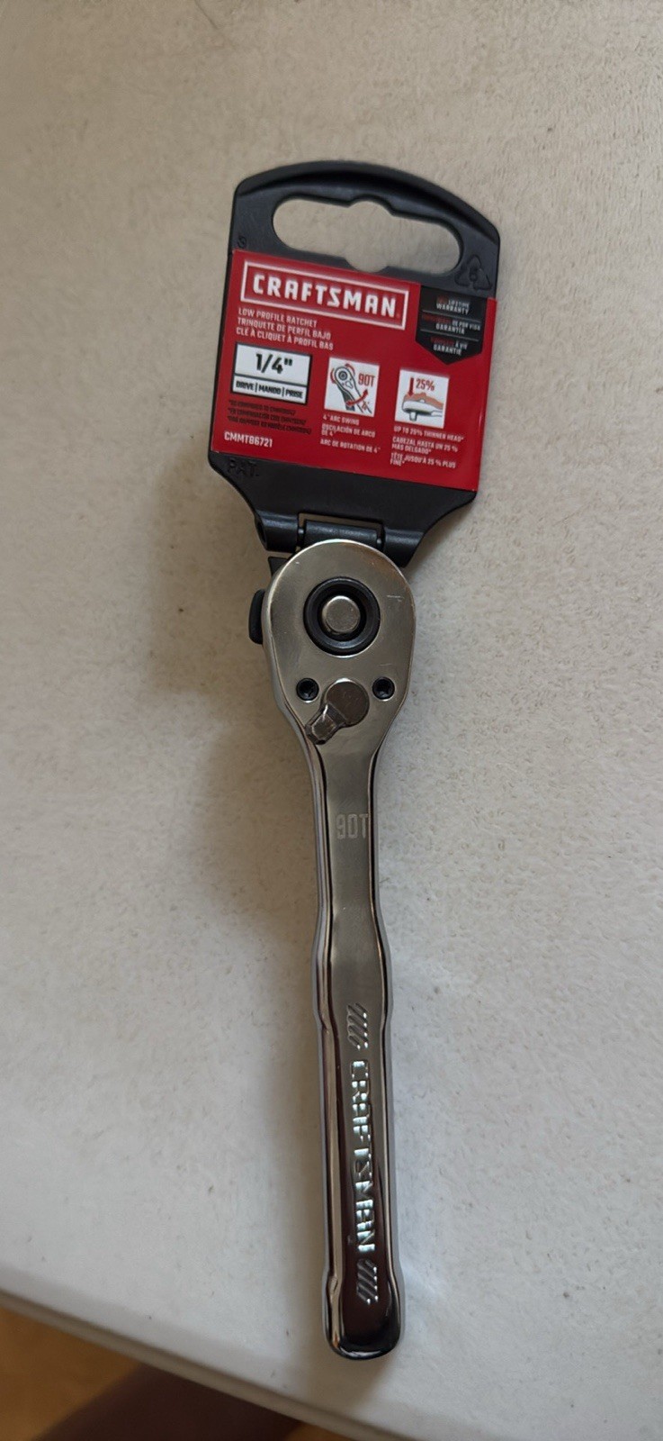 Craftsman 1/4″ Drive 90T Low Profile Ratchet CMMT86721