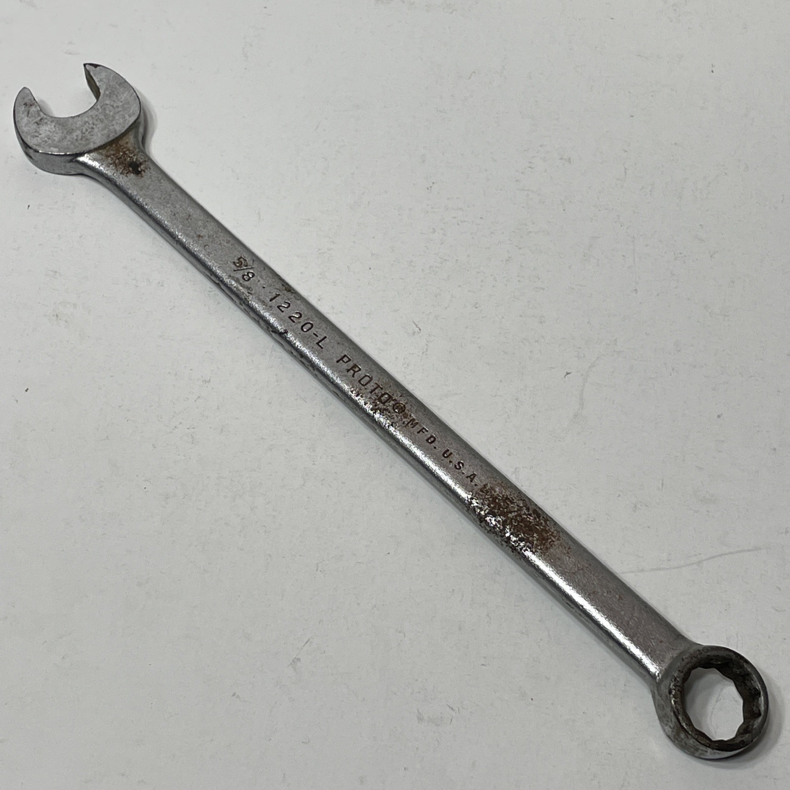 Proto 1220-L 5/8” Combination Wrench Made in USA 9-1/2” Long Chrome Satin 12 Pt