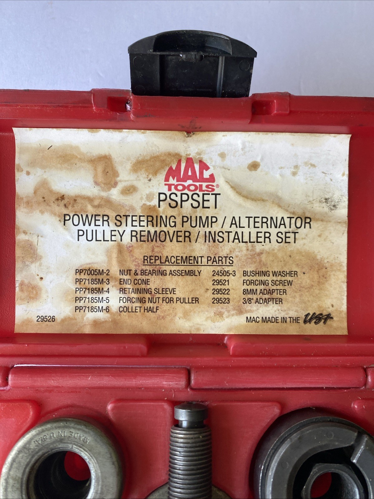 Mac Tools PSPSET Power Steering Pump & Alternator Pulley Remover Installer USA