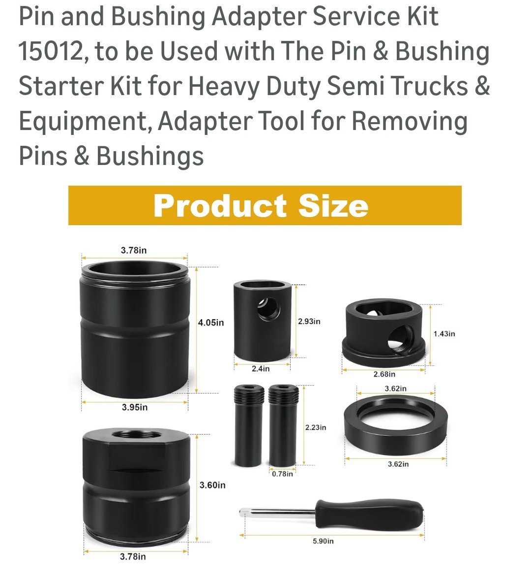 Pin and Bushing Adapter Service Kit 15012, to be Used with The Pin & Bushing