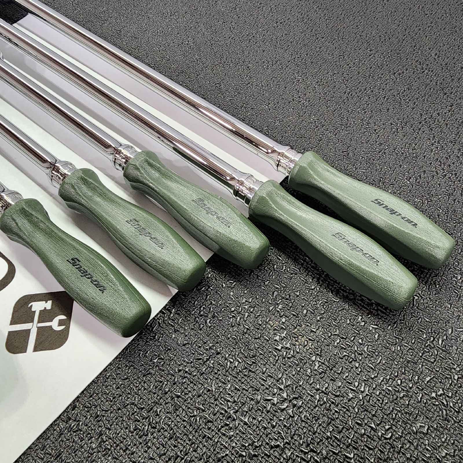 Snap-on Tools NEW 7pc COMBAT GREEN Hard Handle 3/8″ Drive Fixed Flex Ratchet Set