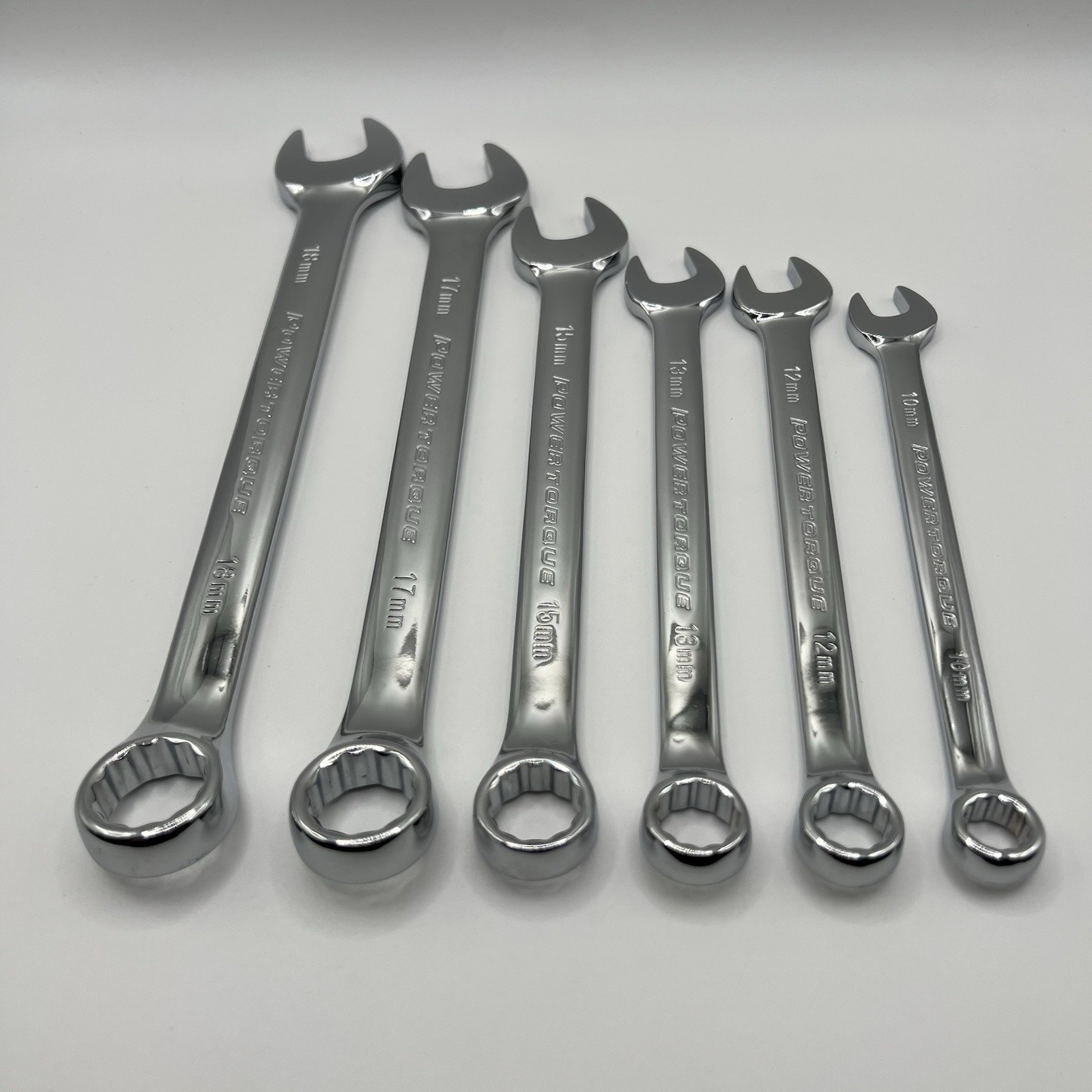 Power Torque 6pc Metric Combination Wrench 12Pt 10, 12, 13, 15, 17, 18mm NOS