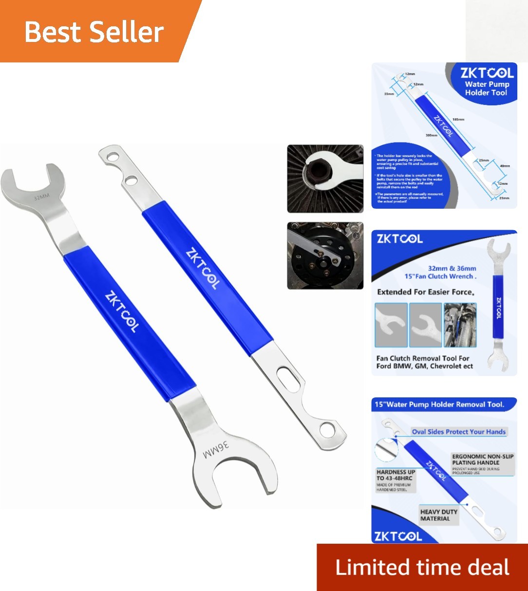 Alloy Steel Fan Clutch Wrench Set with Ergonomic Grip – BMW & Ford Compatible