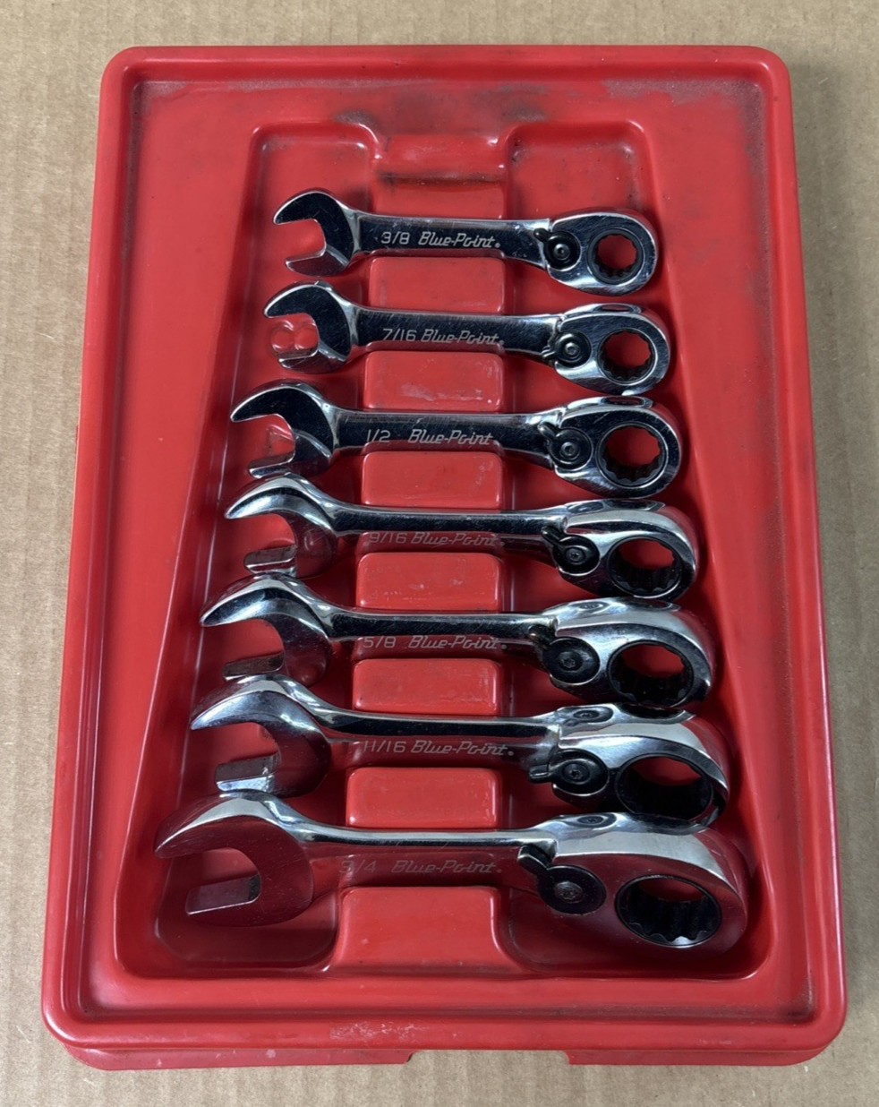 Blue Point Tools Reversible Short Stubby Ratcheting Combination Wrench Set of 7