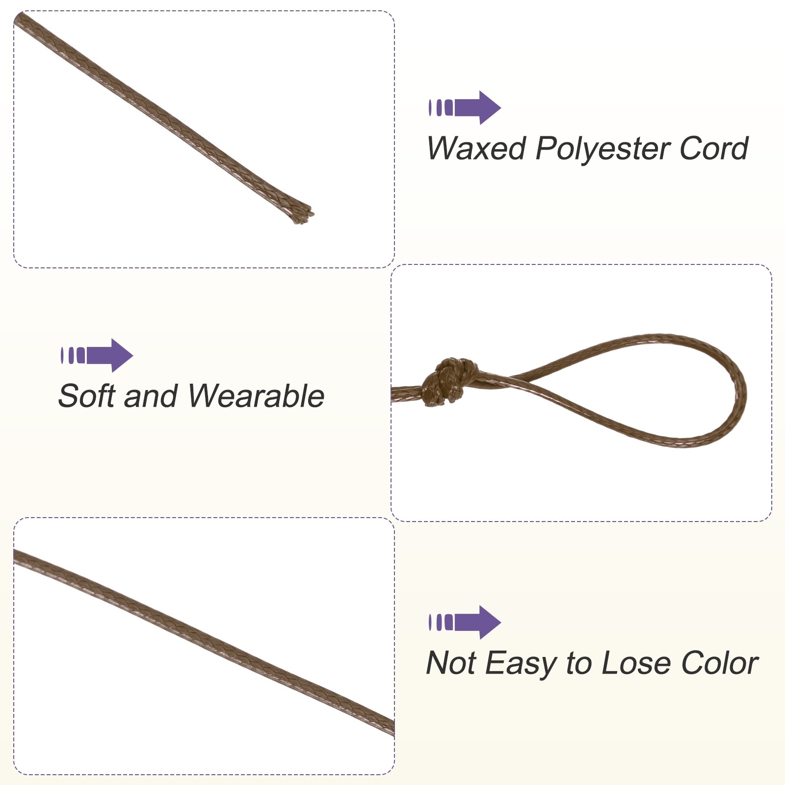 Brown 1mm Waxed Cord 11 Yard Wax Bead Thread String for Jewelry Make