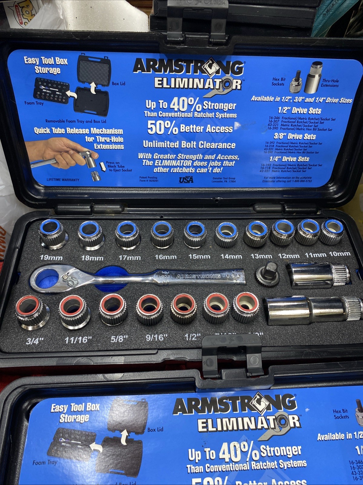 Armstrong Eliminator Lot 1/2 , 3/8 , 1/4 Pass Thru Socket Sets