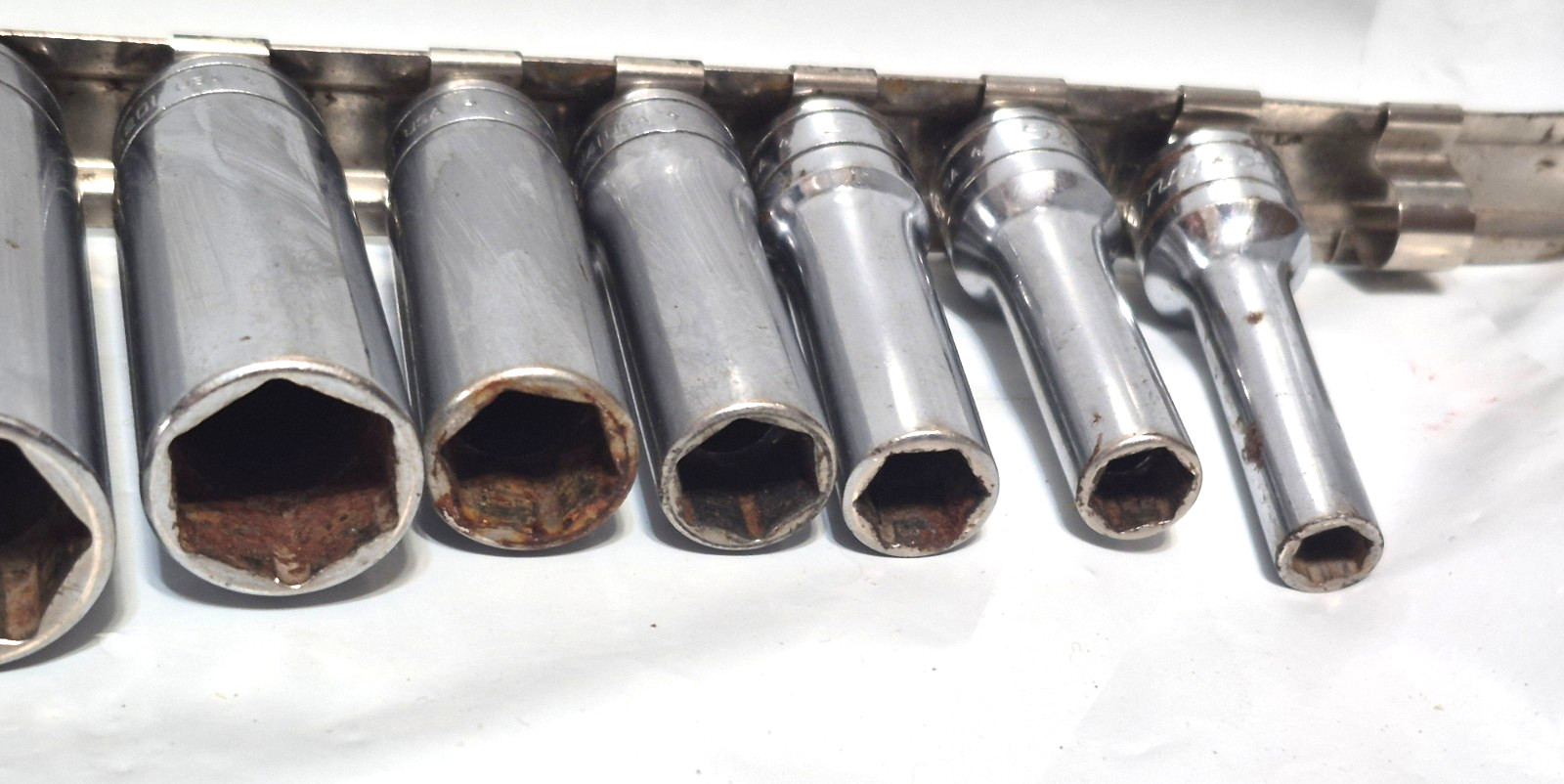 Snap-on 3/8″ Drive 10 PC 6pt Point Deep Socket Set.. missing 9/16″