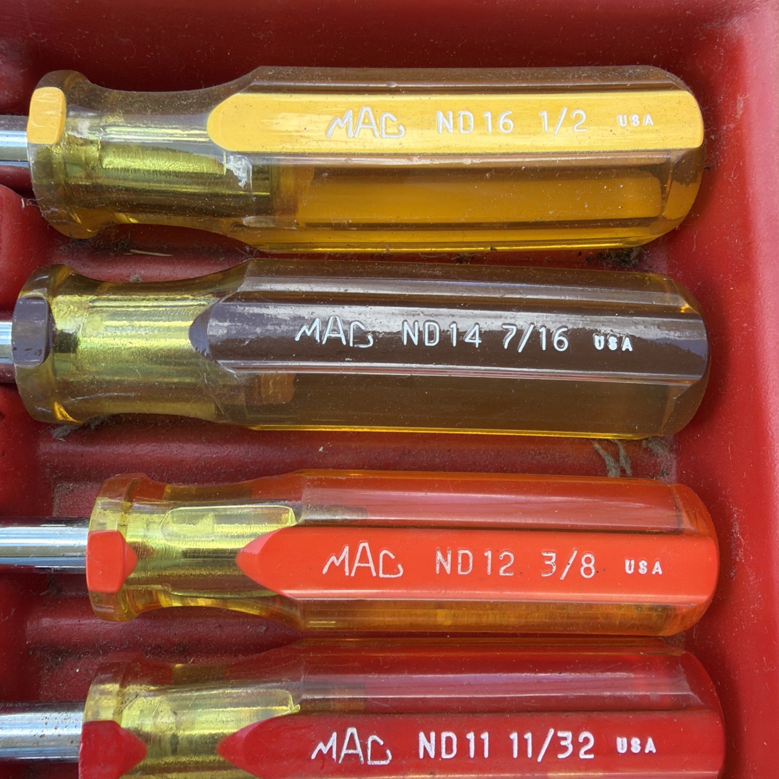 MAC TOOLS 7 PIECE SAE NUT DRIVER SET 1/4 TO 1/2 With Organizer