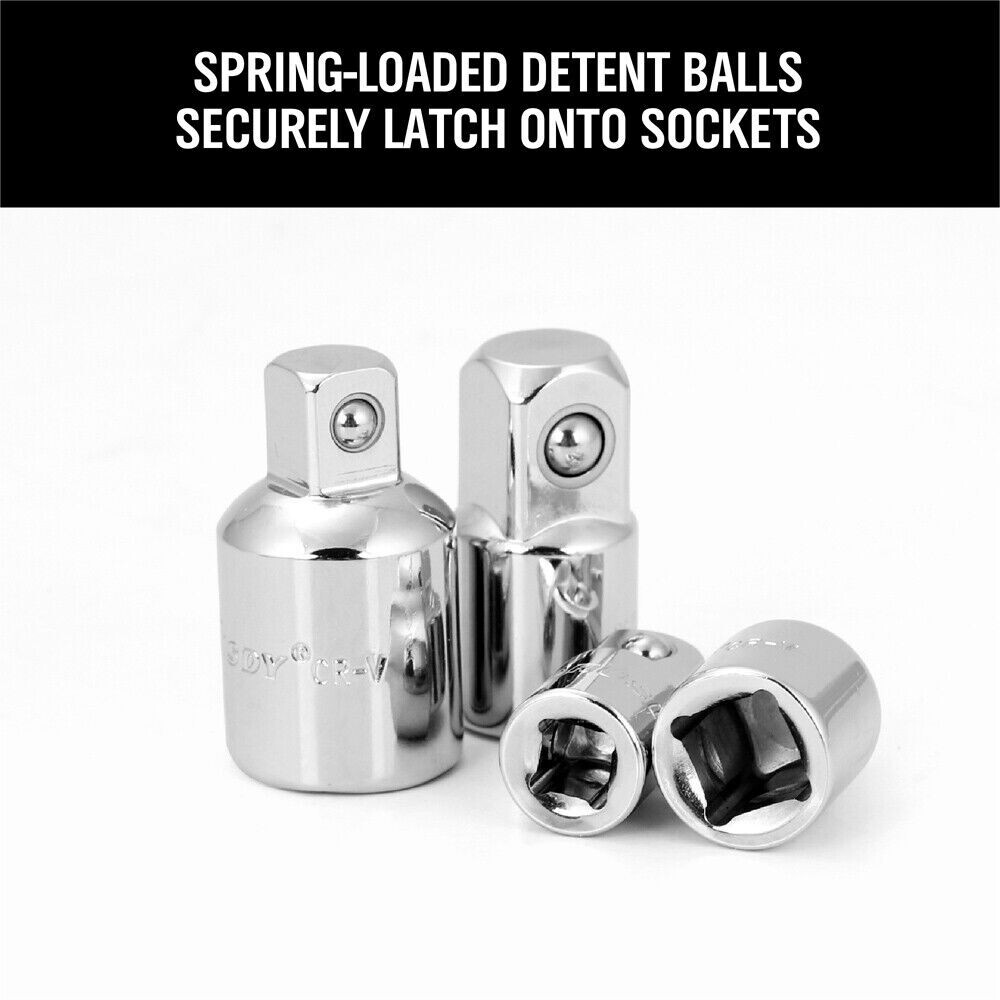 7PC Socket Adapter Set Universal Joint Swivel 1/4″ 3/8″ 1/2″ Reducer Converter