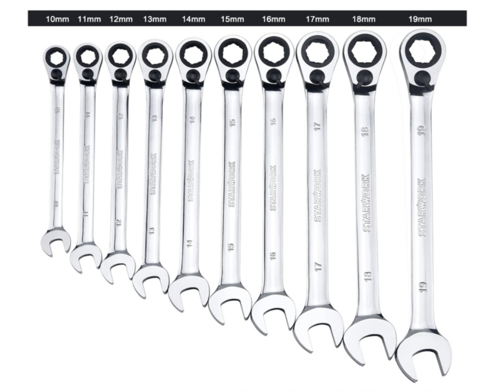 STARWORK 20PC Reversible Non-Slip Ratcheting Spanner Set, SAE/ Metric, rrp £179