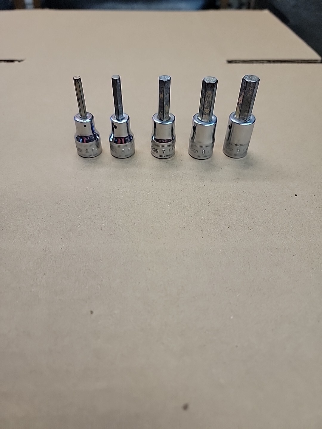 Snap On 5pc Hex Bit Socket Set FAM4A-FAM10A on rail