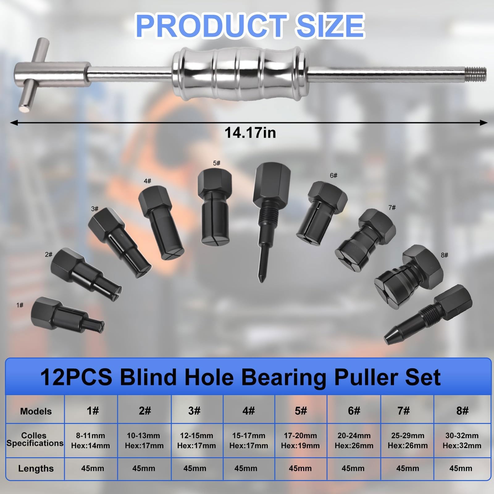 AIUWIZO 12pcs Blind Hole Bearing Puller Set, Slide Hammer Set…