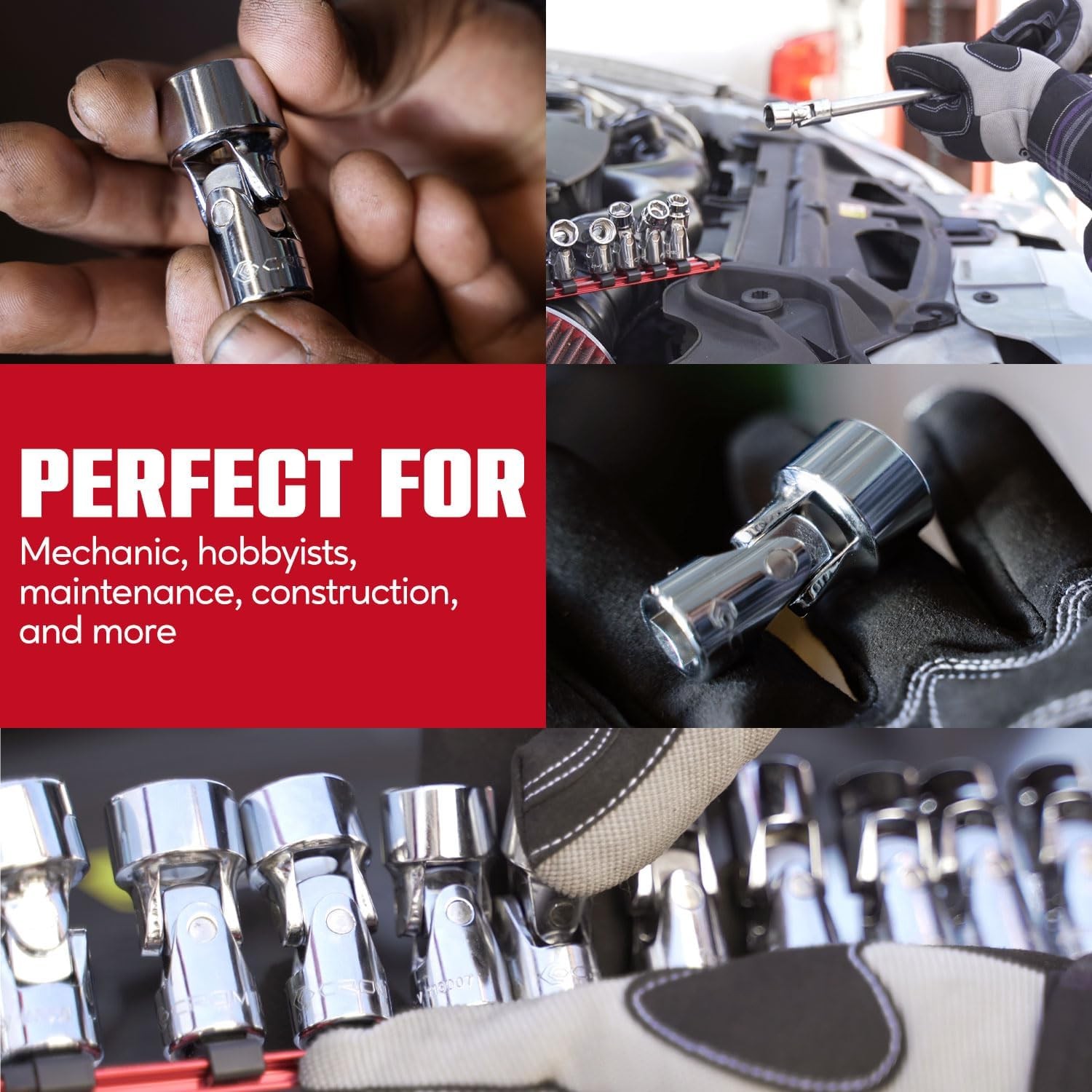 12pc 1/4″ Drive Metric Flex Socket Set 5–15mm 6-Point Swivel w/ Storage Rail