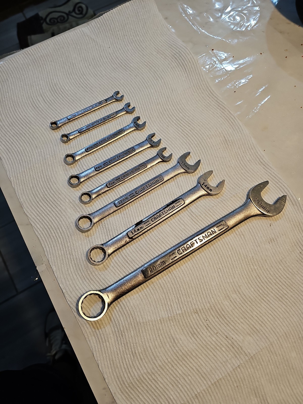 Vintage Craftsman USA -VV- Metric Wrench Lot 6mm 8mm 9mm 13mm 14mm 20mm 9-Pc
