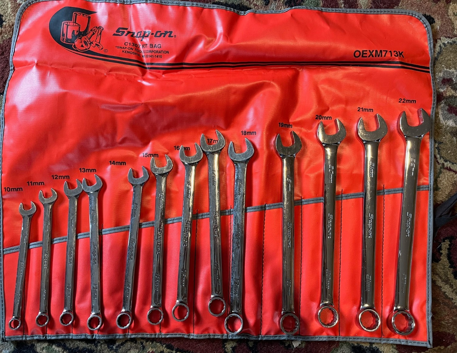 Snap-on OEXM713K – 13 Piece Metric Standard Handle 12Pt Combination Wrench Nice!