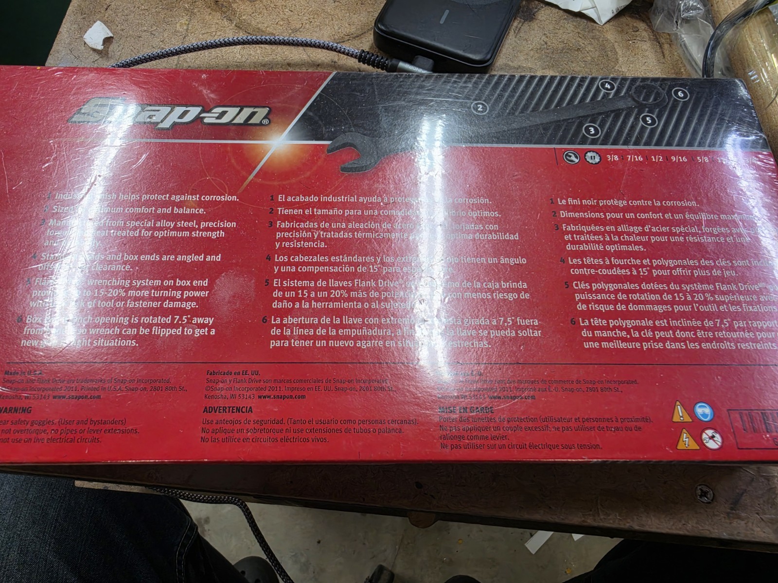 Snap-on 7 pc 12-Point SAE Flank Drive® Combination Wrench Set (3/8–3/4″)
