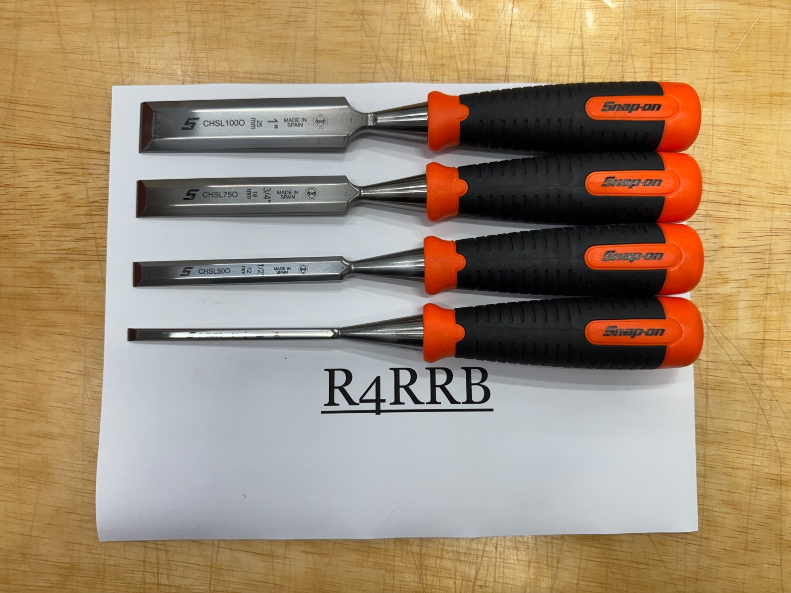 Snap-on Tools NEW ORANGE 4pc Soft Grip Chisel Set CHSL400O No Reserve Auction