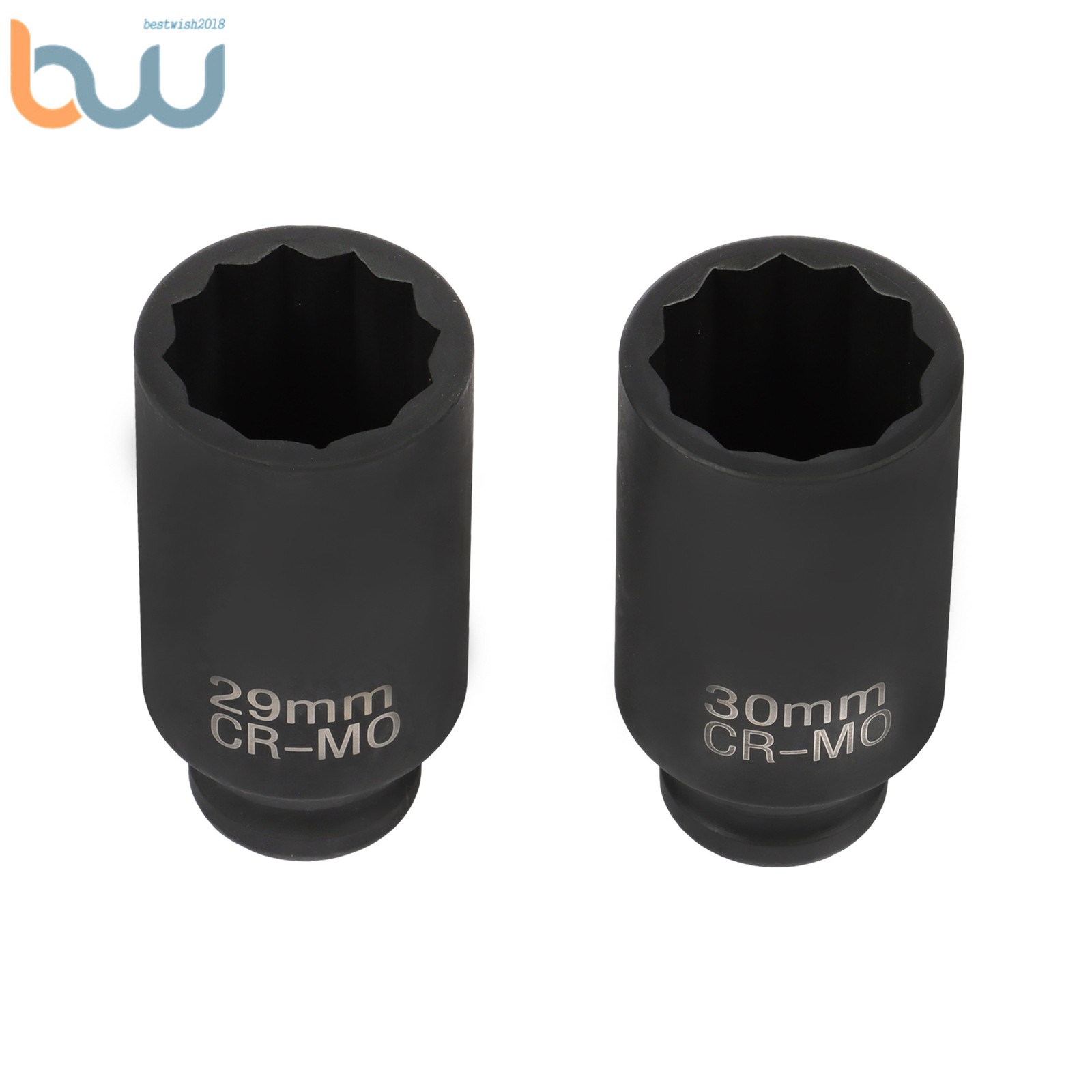 1/2-Inch Drive Deep Spindle Axle Nut Impact Socket Set 29mm-39mm 12 Point