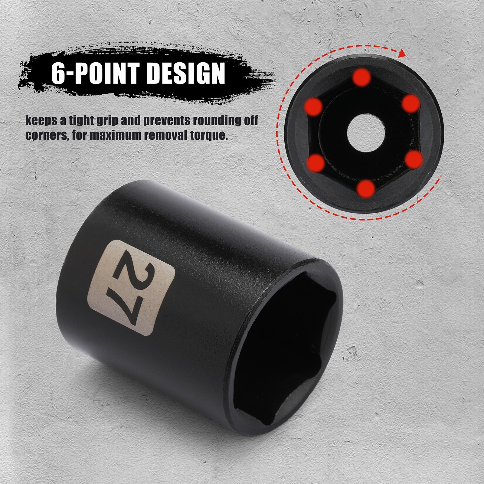 14 Pieces 1/2-Inch Drive Shallow Impact Socket Set, Metric, 6-Point, 11mm – 32mm