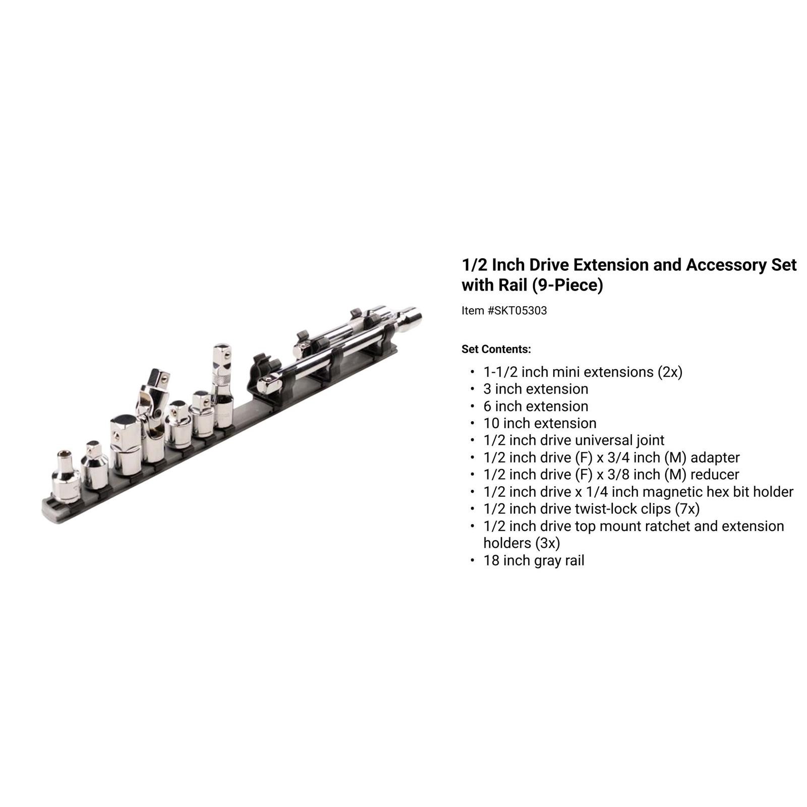 Tekton SHA99201 27pc Extension/Accessory Set w/Rails and Tray