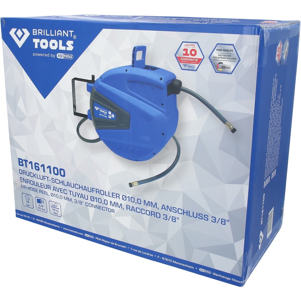 Brilliant tools Automatic Air Hose Reel, Ø 10mm x 15m