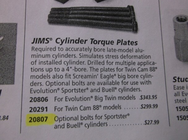 JIMS Cylinder Torque Plate Bolts for Using Torque Plates on Sportster & Buell