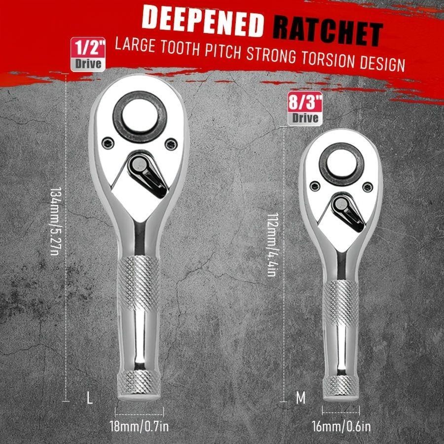 24/12/10/2pcs Ratchet Wrench Combination Set – Heavy Duty Black Plated Ratchet W