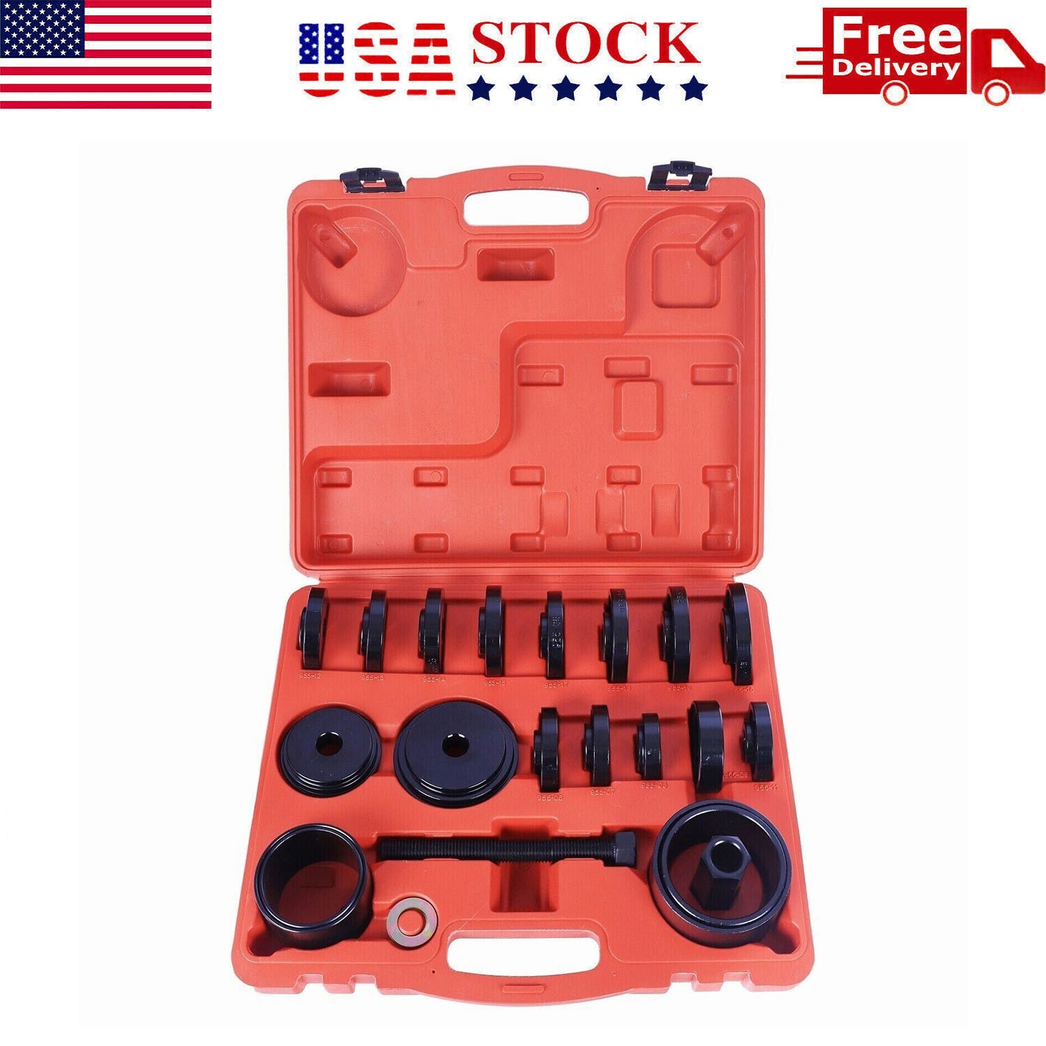 23pcs Front Wheel Bearing Press Kit Removal Adapter Puller Pulley Tool Case
