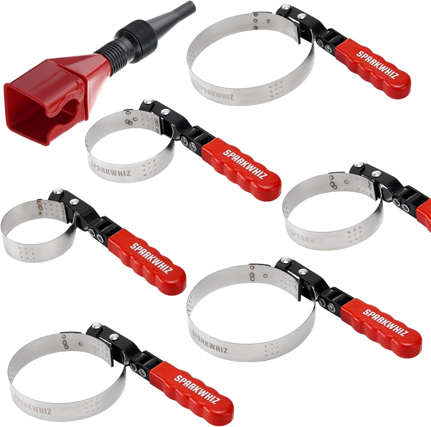 7x Oil Filter Wrench Set Tool for 2-1/16″ to 5-1/4″ Funnel for Trucks Car Repair