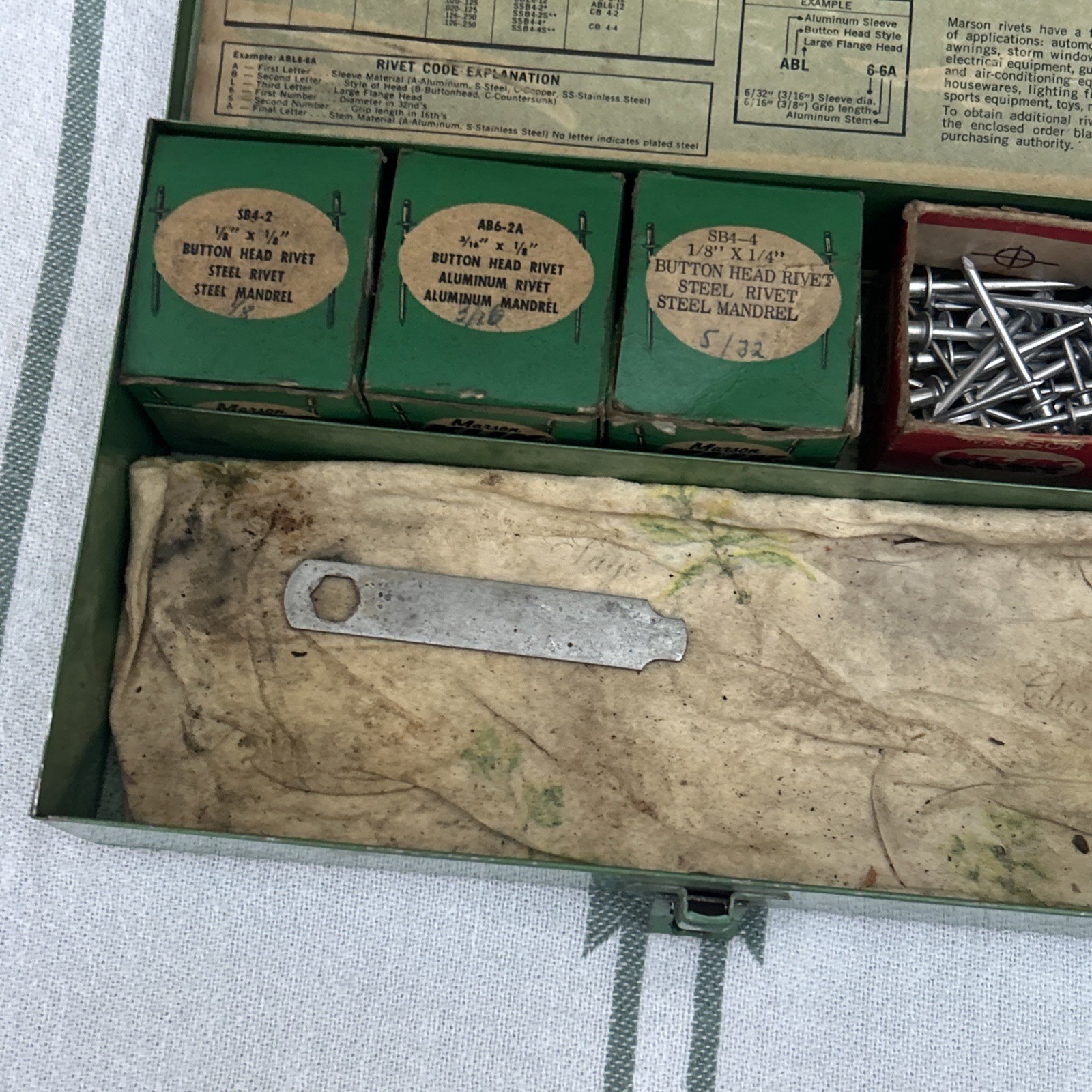 Marson Rivet Tool HP-2 No 200 Kit Riveter Klik-Fast Metal Box Rivets Instruction