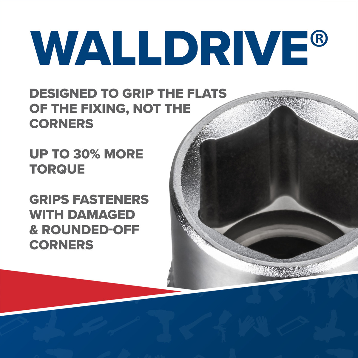 Sealey WallDrive Socket 22mm Deep 1/2″ Square Drive Chrome Vanadium Steel S1222D