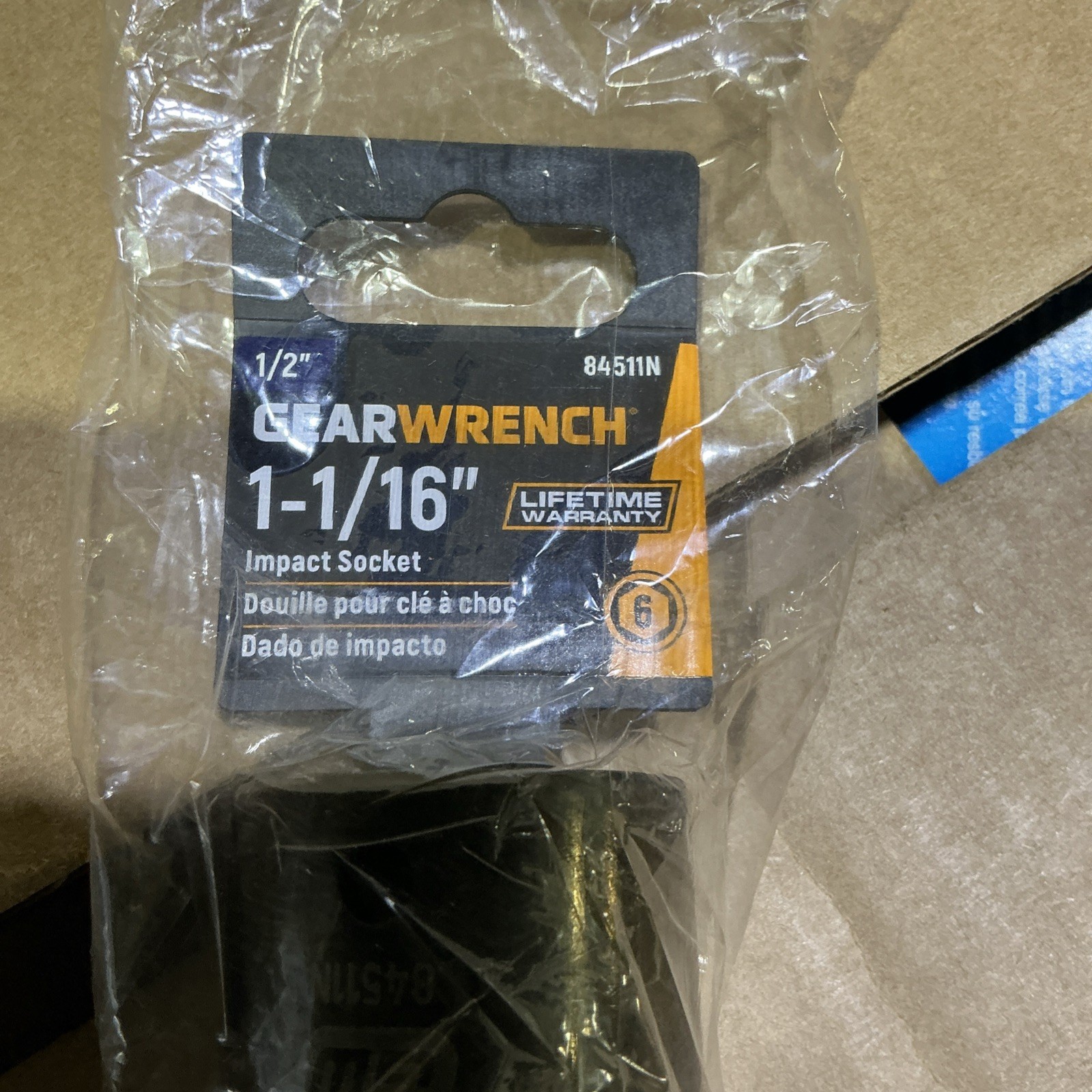 1-1/16” Impact Socket 1/2” Drive 6-Point GEARWRENCH
