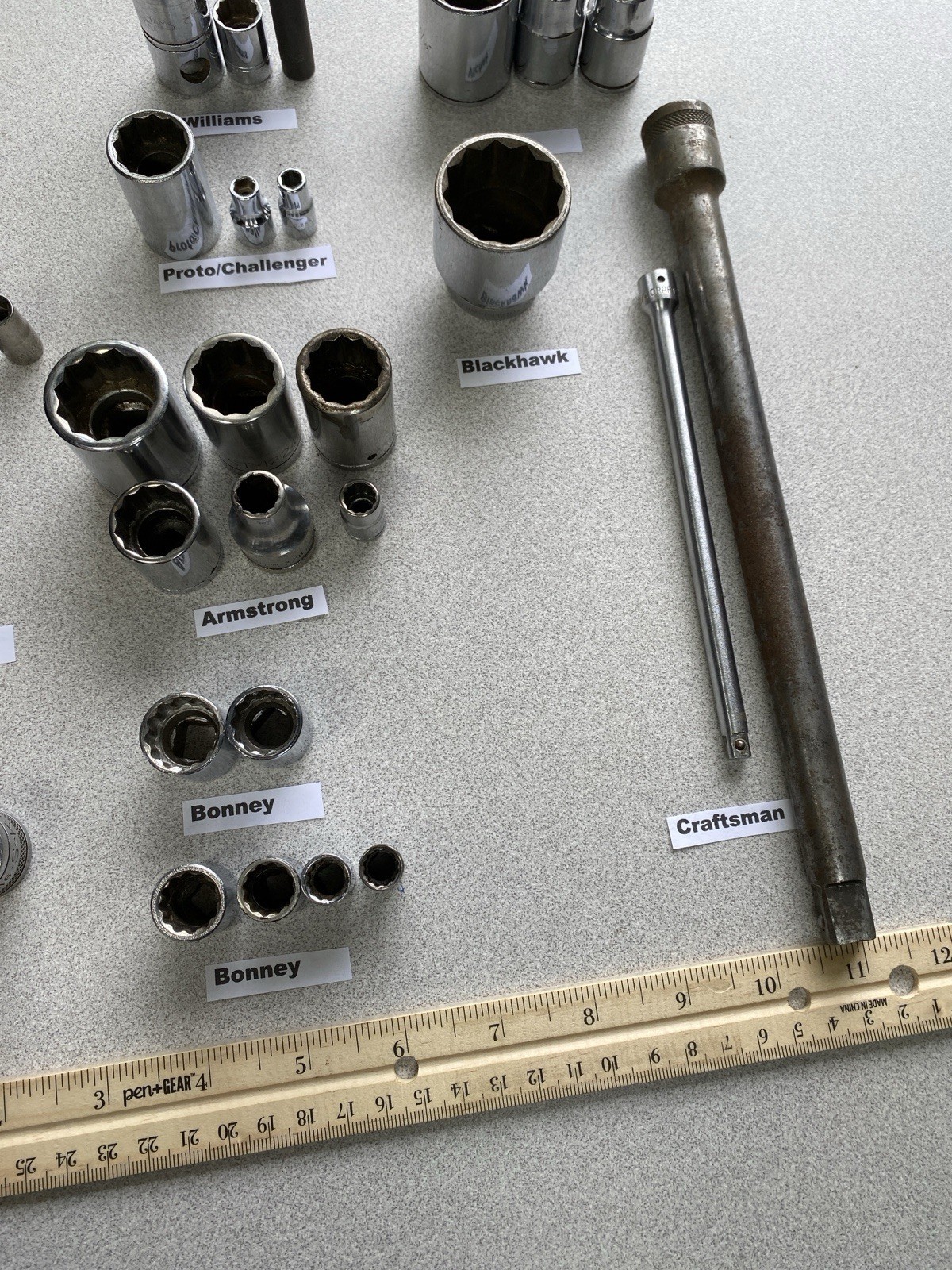 36 Pieces VTG Sockets Snap-on SK Proto Armstrong Williams Craftsman Extensions