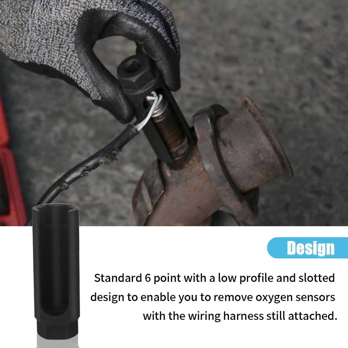 Car Oxygen Sensor Socket with Side Wire Cutout, 3/8 Inch Drive ×7/8 Inch 22mm…