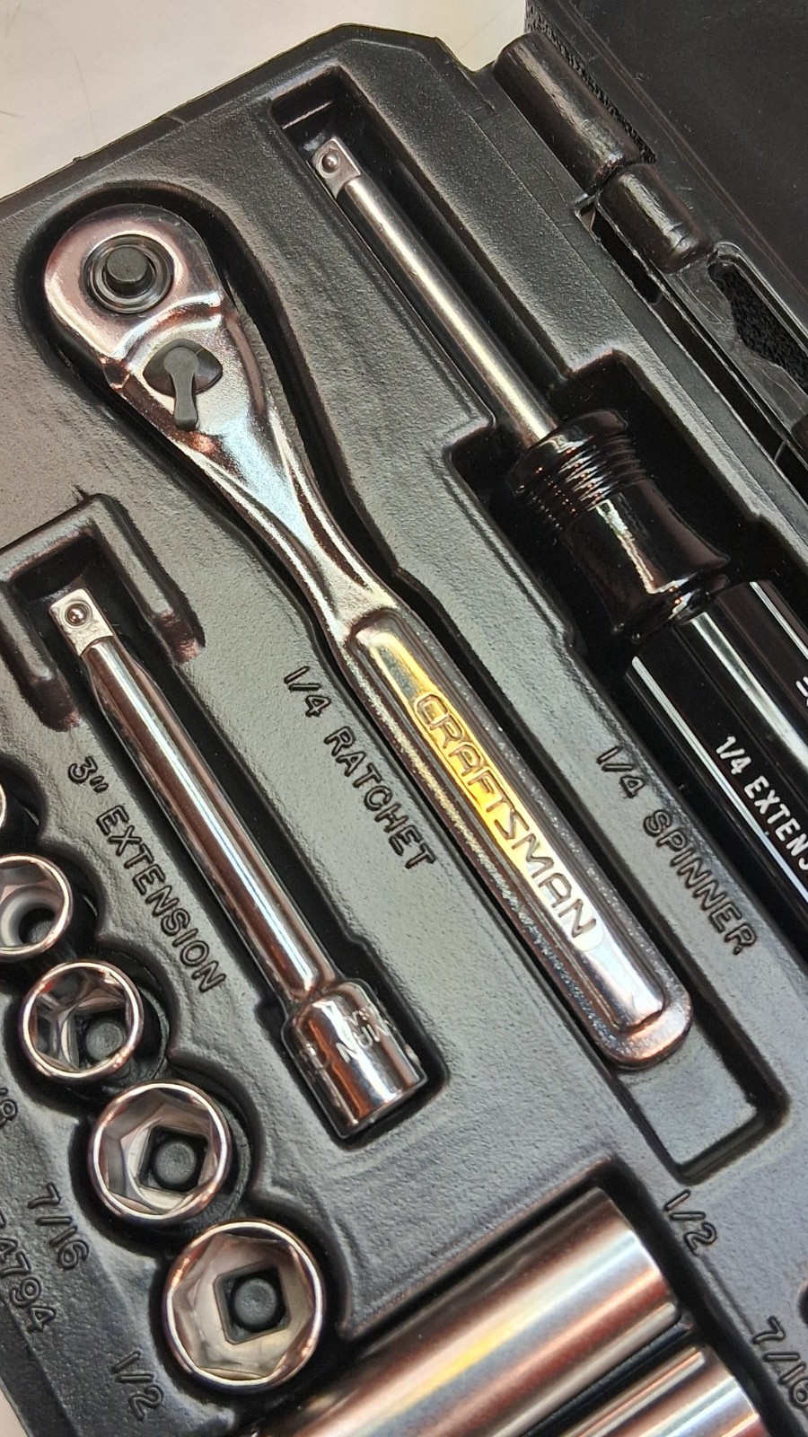 VINTAGE CRAFTSMAN (#34794) 17- PIECE 1/4″ DRIVE 6 POINT SAE SOCKET SET *USA*