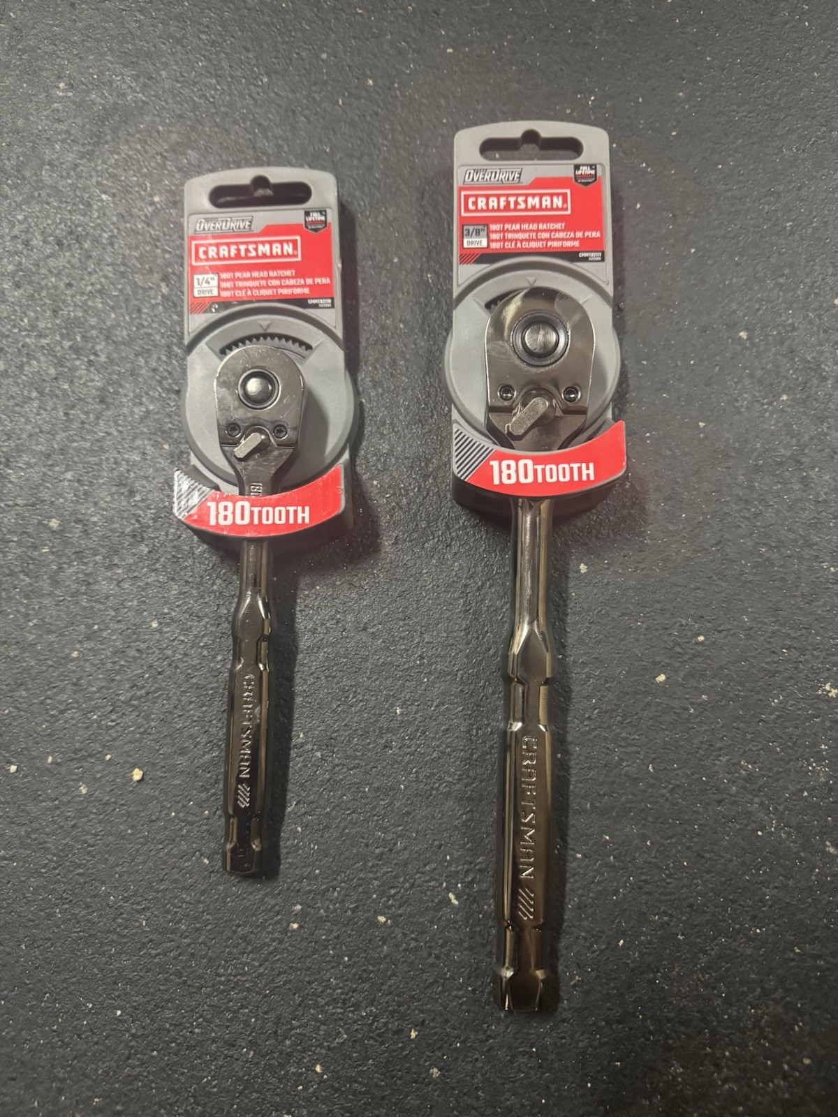 New Craftsman 2 pc. 180 Tooth Overdrive Ratchet Set 3/8″ & 1/4″ Drive~ Gun Metal