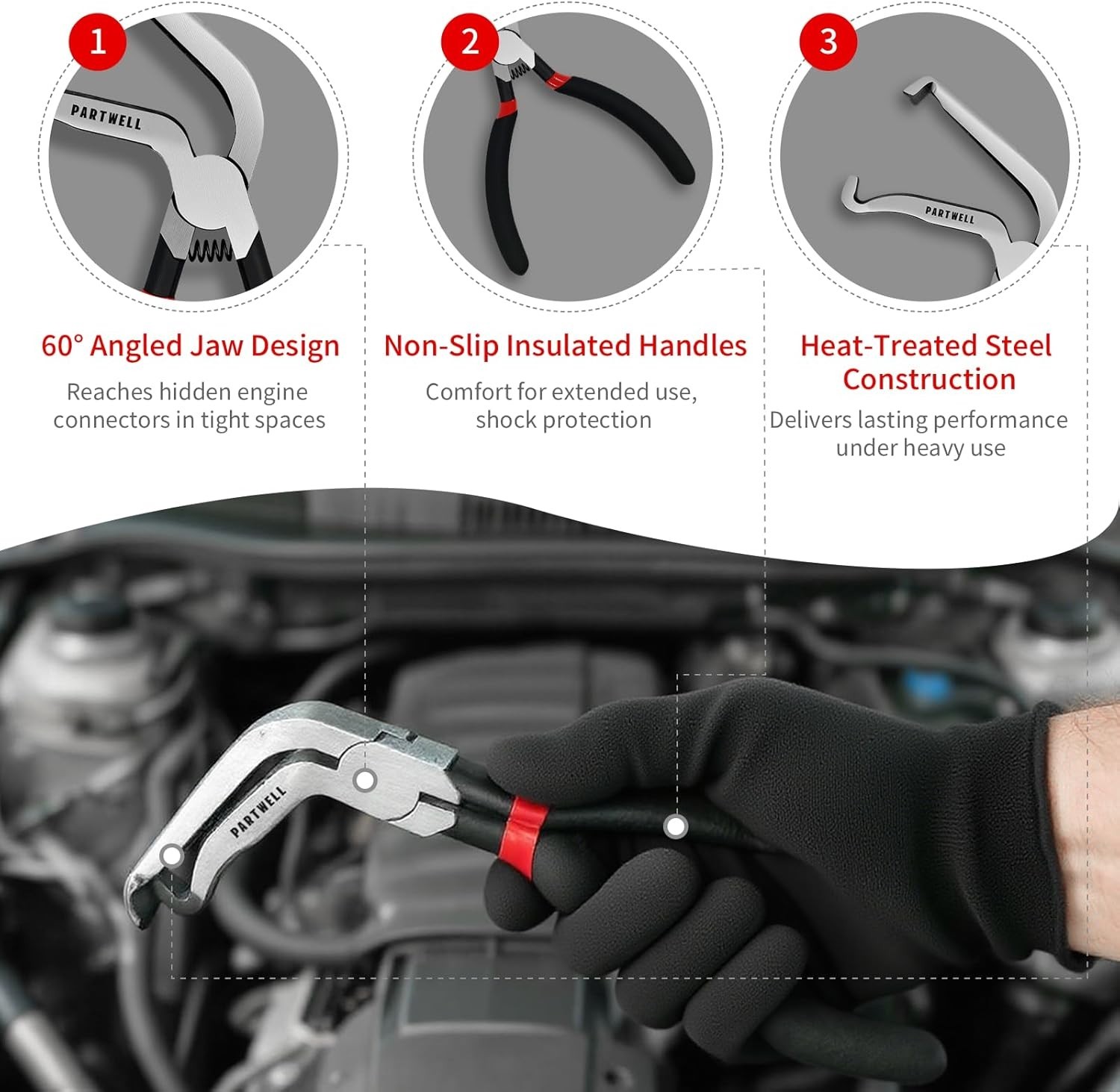 High Carbon Steel Electrical Disconnect Pliers Set: 4PC Car Repair Tool Kit