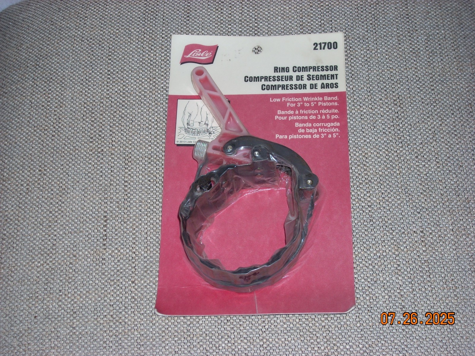 Brand New LISLE 21700 PISTON RING COMPRESSOR 3 TO 5 IN. WRINKLE BAND