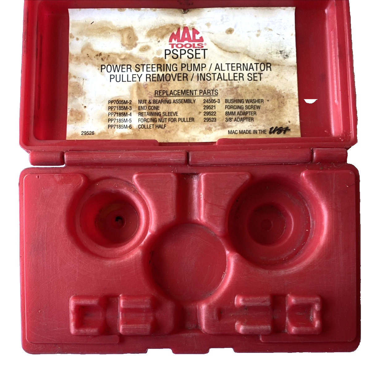 Mac Tools PSPSET Power Steering Pump & Alternator Pulley Remover Installer USA