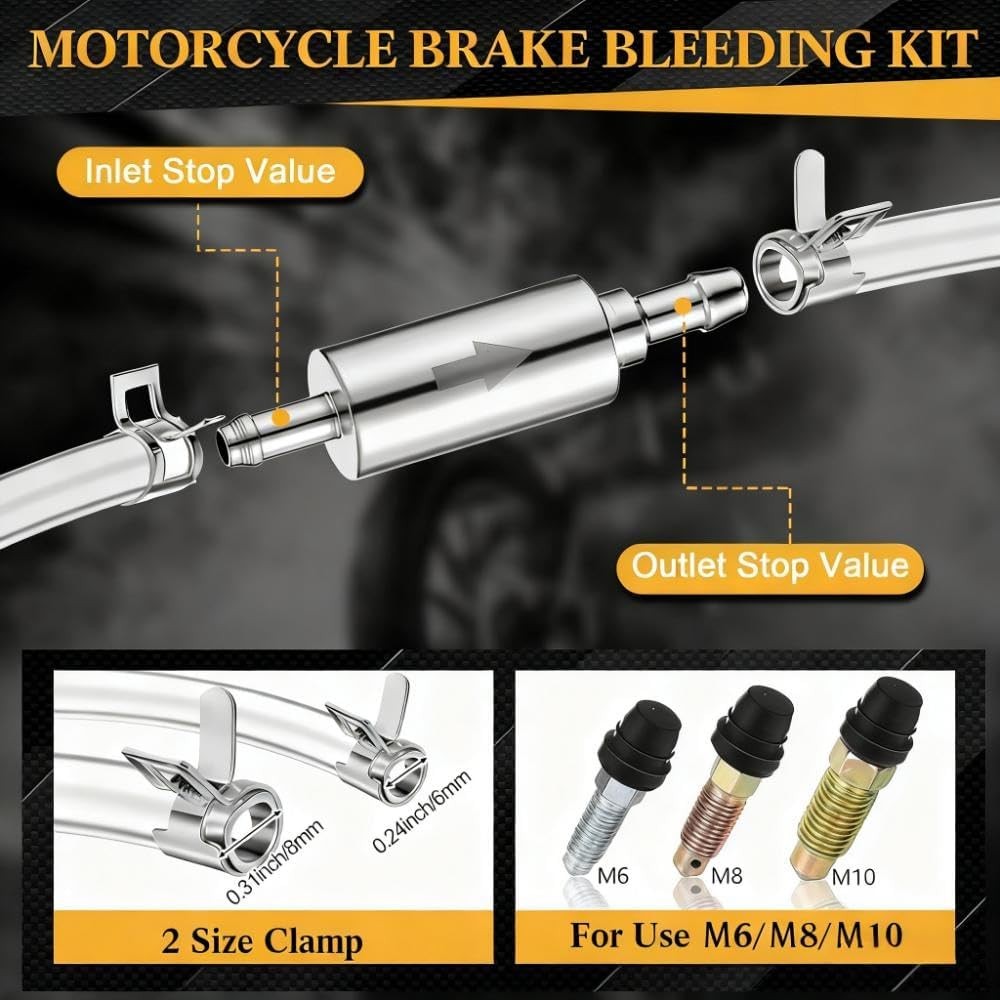 2 PCS Brake Bleeder Hose,One Way Check Valve Tube Bleeding Tool Kit