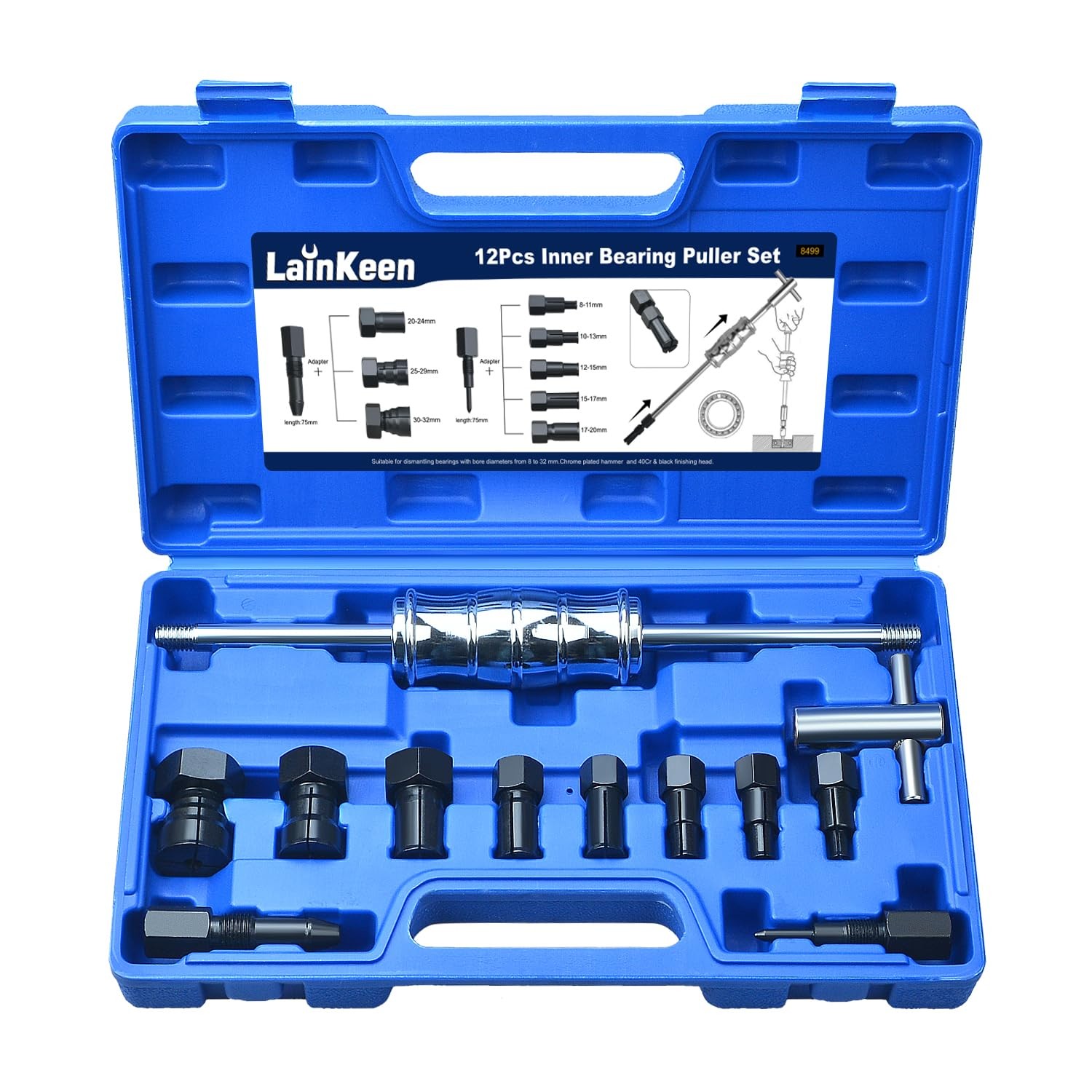 12pcs Blind Hole Bearing Puller Set 8-32mm Collet