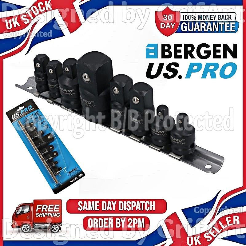 8PC IMPACT SOCKET ADAPTOR CONVERTER REDUCER 1/4″ 3/8″ 1/2″ 3/4″ DRIVE STEP UP