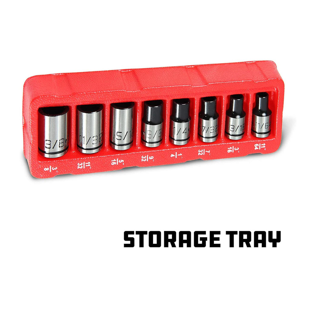 Powerbuilt 1/4″ Drive Universal SAE Spline Socket Set with Storage Tray, Chro…
