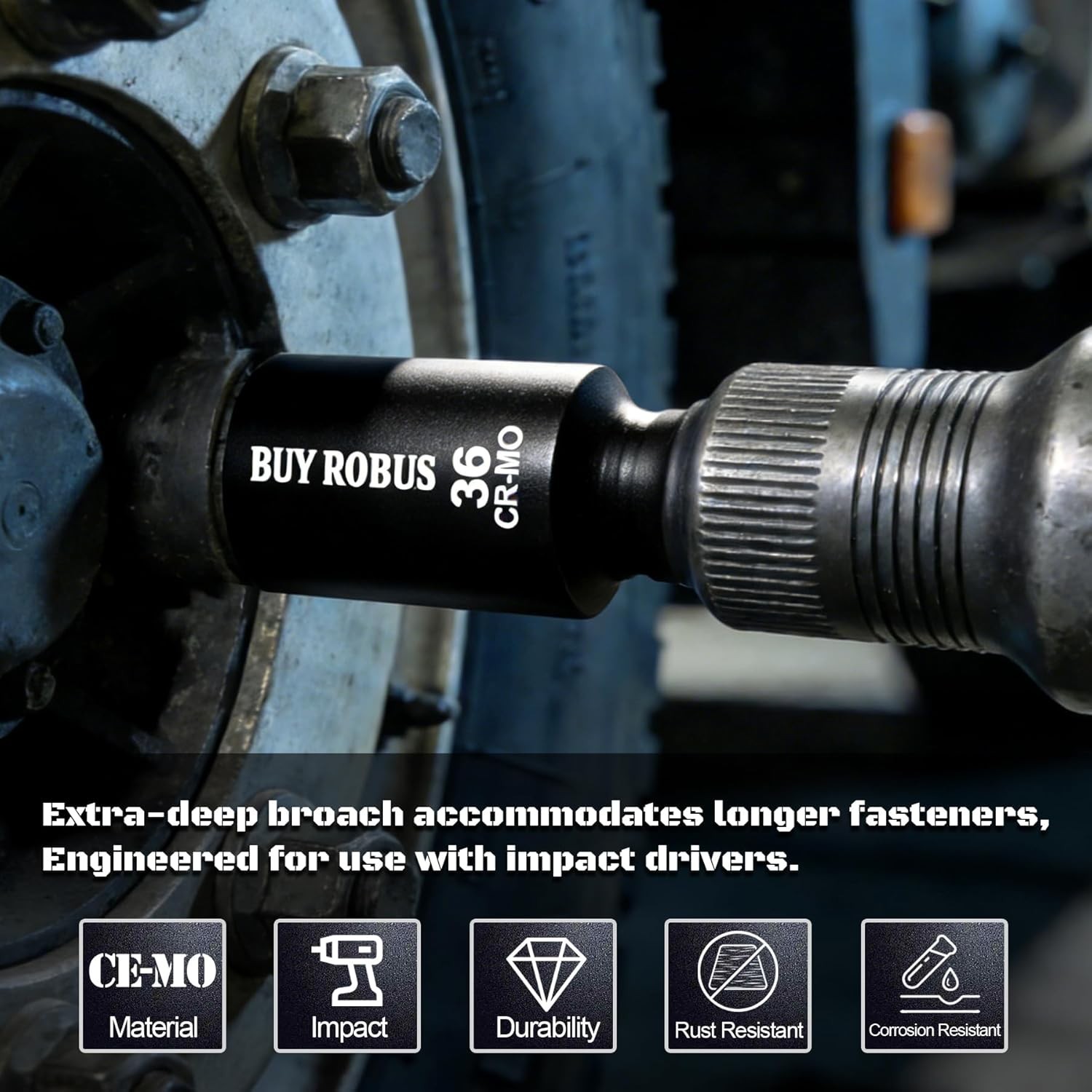 Axle Nut Impact Socket Set, 1/2″ Drive Deep 12 Point 8-Piece Metric 29mm, 30m…