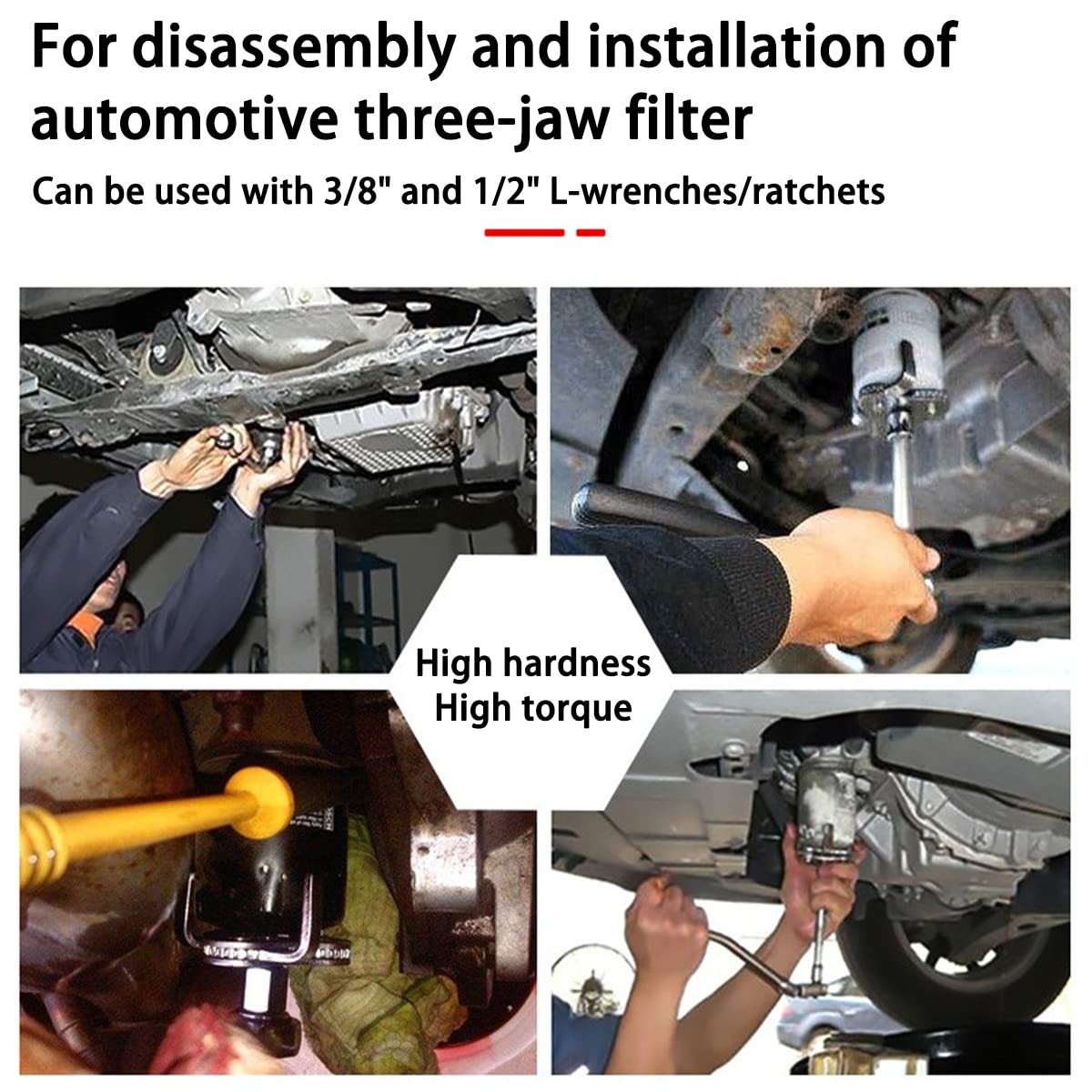 Universal 3Jaw Adjustable Oil Filter Wrench Tool Fits 2 To 41/4 In