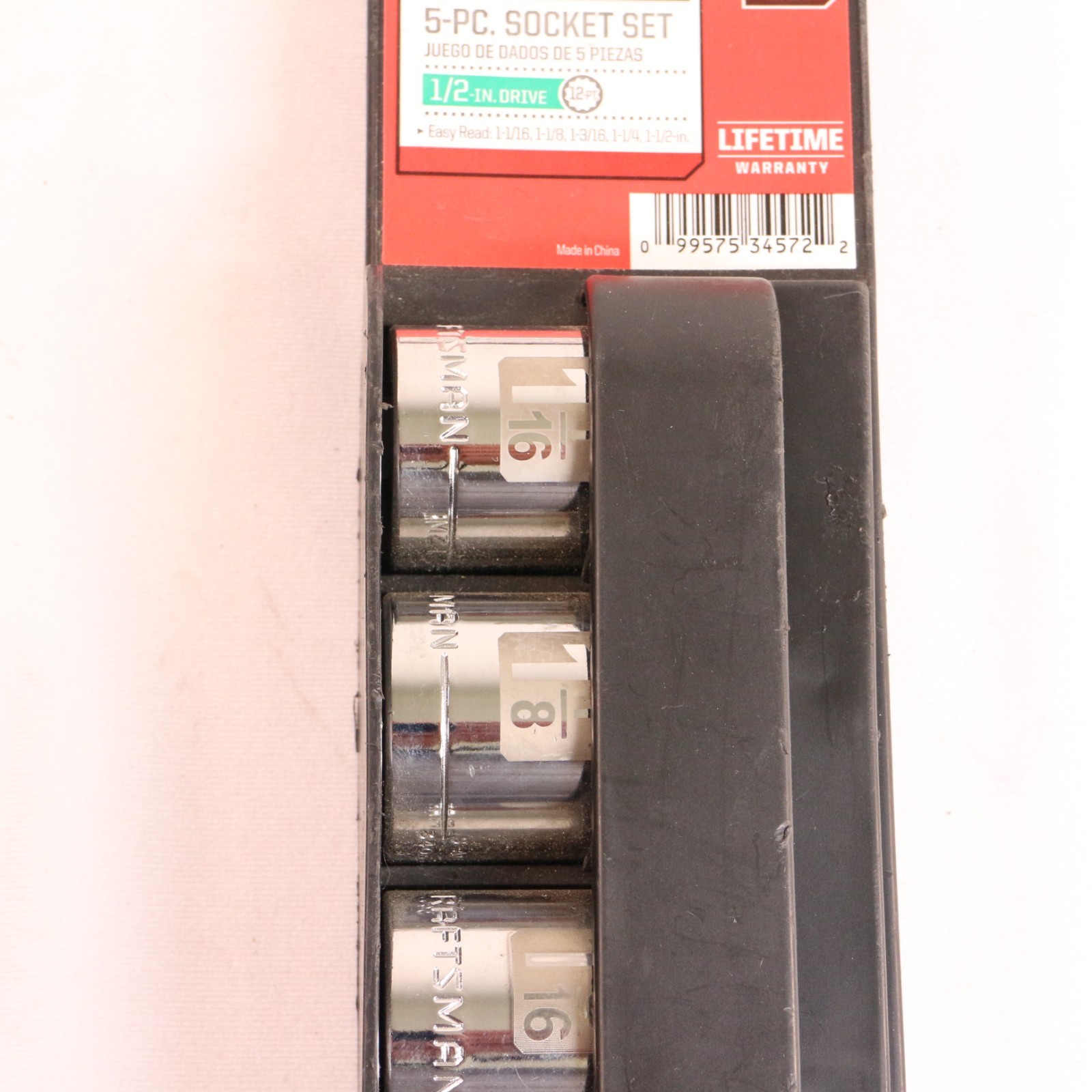 Craftsman 9-34572 Socket Set Chrome Polish 1/2 Drive 12-Point Shallow 5 Pcs NEW